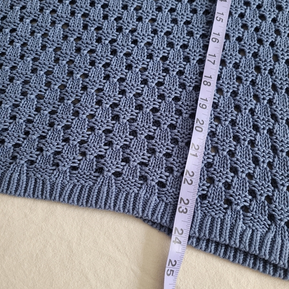 Reitmans Women's Blue Crochet Knit Sweater Size XL Coastal Sea Glass 100% Cotton - Picture 8 of 8